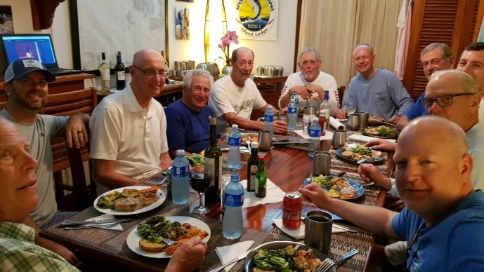 Clients at Sport Fish Panama Island Lodge enjoying dinner